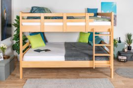 Letto a castello 160 x 190 cm per adulti "Easy Premium Line" K24/n, testiera e pediera dritte, legno massiccio di faggio laccato naturale, divisibile