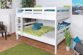 Letto a castello divisibile Easy Premium Line K24/2 in legno di faggio bianco con materasso a molle Bonnell 140x200 cm | Testiera e pediera dritte