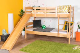 Letto a castello con scivolo 90 x 190 cm | Faggio massello naturale laccato | Divisibile in due letti singoli | Easy Premium Line K25/n