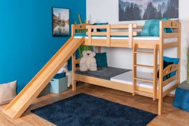 Letto a castello con scivolo 90x200 cm | Faggio massello naturale laccato | Divisibile in due letti singoli | Easy Premium Line K27/n