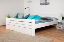 Letto matrimoniale Easy Premium Line K7 | Faggio massello laccato bianco | 160 x 200 cm | Pannello laterale incluso