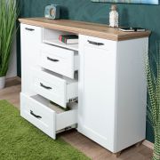 Cassettiera moderna Cuenca 03 | rovere e bianco | 99 x 155 x 39 cm | 3 cassetti, 2 ante