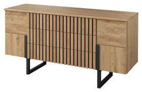 Cassettiera Slatina 10 | Rovere/Nero | Parzialmente massello | 71x140x45 cm | Design moderno e stabile