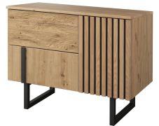 Cassettiera Slatina 11 | Rovere/nero | Parzialmente massello | 71 x 91 x 45 cm | Design moderno