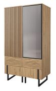 Armadio battente Slatina 43 | Rovere e nero | Specchio | 203 x 110 x 63 cm | Parzialmente massello
