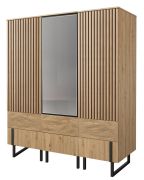 Armadio guardaroba ante battenti Slatina 44 | Rovere/nero | Parzialmente massello | 203 x 165 x 63 cm | Design moderno