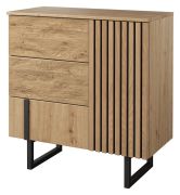 Cassettiera Slatina 62 | Rovere e nero | Parzialmente massello | 96 x 91 x 45 cm | Design moderno