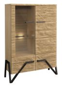 Vetrinetta "Kastav" 10 | Rovere e nero | 140 x 100 x 40 cm | Design moderno, frontali massello, LED