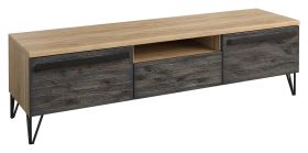 Mobile porta TV Benkovac 11 | Rovere/nero | Parzialmente massello | 49 x 174 x 50 cm | Design moderno