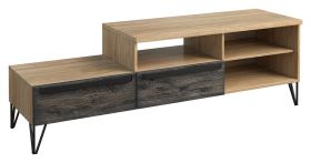 Mobile porta TV Benkovac 12 | Rovere e nero | Parzialmente massello | 55 x 174 x 50 cm