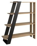 Scaffale Buzet 14 rovere e nero | Design moderno | 130 x 110 x 35 cm | Alta stabilità