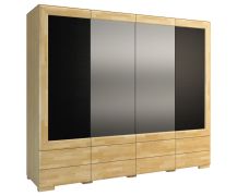 Armadio battente Lipik 42 | Rovere e nero | Parzialmente massello | 204 x 242 x 61 cm | Stile moderno