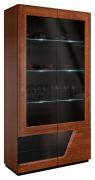 Vetrina "Medulin" 25, colore: noce / nero, parzialmente massiccia - Dimensioni: 192 x 102 x 43 cm (A x L x P)
