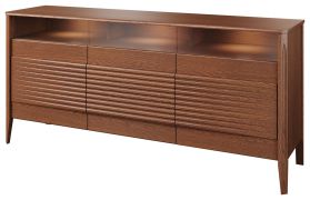 Cassettiera ampia con LED Gorica 06 | Rovere rustico | Vetro bronzo Antisol | Soft close | 85 x 180 x 50 cm