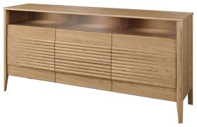 Cassettiera ampia 2 ante e 2 cassetti Gorica 08 | Rovere oro | LED | Vetro antisol bronzo | 85 x 180 x 50 cm