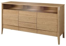 Cassettiera 2 ante e 2 cassetti Gorica 09 | Rovere oro | 85 x 161 x 50 cm | LED | Chiusura ammortizzata | Vetro Antisol bronzo