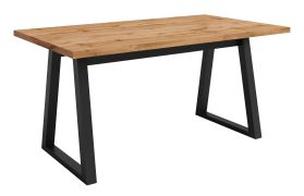 Tavolo da pranzo Merosina 12 | Rovere Wotan e nero opaco | 160 x 90 cm | Gambe scure e venature eleganti