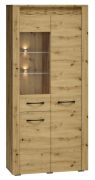 Vetrina Glostrup 04 rovere | 200 x 92 x 40 cm | 3 ante, 10 scomparti | Design moderno