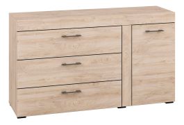 Cassettiera "Decorah" 06, rovere chiaro - 84 x 146 x 42 cm (h x l x p), 1 anta, 3 cassetti e 2 scomparti