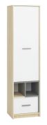 Armadio per ragazzi Jurupa 04 | Faggio, bianco, grigio platino | 189 x 49 x 41 cm | 1 anta, 1 cassetto, 6 vani