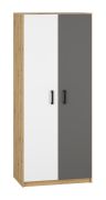 Armadio per cameretta con 2 ante battenti | "Sallingsund" 01 | Rovere, bianco e antracite | 191 x 80 x 51 cm