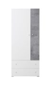 Armadio cameretta "Lede" 03 grigio/bianco | 2 ante, 2 cassetti, barra appendiabiti | 190x80x50 cm