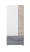 Armadio cameretta ante battenti Lede 03 | Grigio Rovere Bianco | 190 x 80 x 50 cm | Design moderno