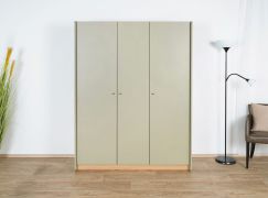 Armadio moderno Sampont 01, verde menta / rovere scuro, 195 x 145 x 52 cm, con 12 scomparti e 1 asta appendiabiti, bordi in ABS, robusto e resistente