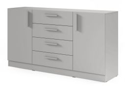 Cassettiera | colore: grigio platino | 156 x 40 x 85 cm | 2 ante | 4 cassetti | bordi in ABS | 4 scomparti | 2 ripiani | Edegem 07