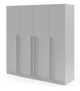 Armadio | Colore: grigio platino | con 3 cassetti | 4 ante | 200 x 61 x 210 cm | Edegem 01 | 3 aste appendiabiti | 7 scomparti | Bordi in ABS