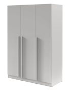 Armadio ad ante battenti | Armadio a 3 ante | colore: grigio platino | 1 asta appendiabiti | 150 x 61 x 210 cm | 6 ripiani | Bordi in ABS | Edegem 02