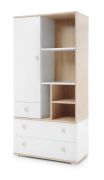Armadio cameretta Asbeek 03 | Rovere/bianco | 165 x 80 x 40 cm | 1 anta, 3 cassetti, 8 scomparti | Bordi in ABS