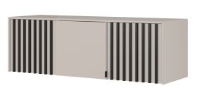 Top per armadio Leeds 31 & 32 | Cashmere e doghe nere | 3 ante, 3 scomparti | 50 x 155 x 51 cm | Bordi ABS