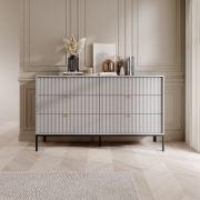 Cassettiera moderna 6 cassetti Worthing 64 | Grigio/Nero/Oro | 91 x 154 x 39 cm | Frontali a coste | Design elegante