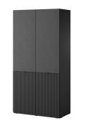 Armadio Bainton 02 nero | 200 x 101 x 51 cm | 6 scomparti | 2 appendiabiti | Design elegante e resistente