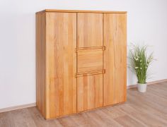 Comò alto Kapiti 21 con sistema Soft Close, ottima qualità, legno massello di faggio oliato, dimensioni: 129 x 111 x 45 cm, quattro ante, un cassetto