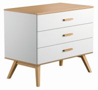 Cassettiera moderna "Skady" 03 | bianco e rovere | 87 x 100 x 58 cm | 3 cassetti con soft close