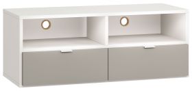 Mobile TV "Bellaco" 35 bianco/grigio | 49 x 120 x 47 cm | Design moderno | Spazio organizzato