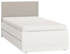Letto singolo 90 x 200 cm | Bianco e grigio | Design moderno e compatto | Testiera inclusa