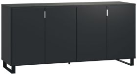 Madia nera "Chiflero" 04 | 78 x 160 x 47 cm | Design moderno | Laccatura soft touch | Spazio organizzato