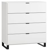 Cassettiera "Chiflero" 32 bianco | 100 x 90 x 47 cm | 4 cassetti soft close | LED touch | Piedi in metallo