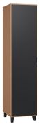 Armadio "Leoncho" 12 rovere/nero | 195x47x57 cm | Design moderno | Superficie soft touch | Illuminazione LED