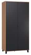 Armadio 2 ante Leoncho 13 | Rovere e nero | 195 x 93 x 57 cm | Design moderno, soft touch, LED