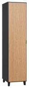 Armadio 1 anta Leoncho 38 | Nero e rovere | 195 x 47 x 57 cm | Soft touch, LED, design moderno