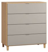Cassettiera Nanez 07 | rovere e grigio | 100 x 90 x 47 cm | 4 cassetti con LED e soft close