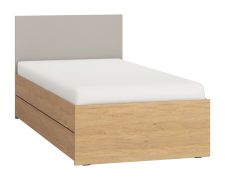 Letto singolo Nanez 22 | Rovere e grigio moderno | 90 x 200 cm | Design compatto per cameretta