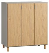 Madia "Nanez" 28 | Grigio e Rovere | 100 x 90 x 47 cm | Design Moderno e Funzionale