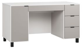 Scrivania moderna Pantanoso 02 | Bianco e grigio | 78 x 140 x 67 cm | Soft touch, cassetti soft close