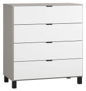 Cassettiera Pantanoso 32 | Grigio/Bianco | 100 x 90 x 47 cm | 4 cassetti | Soft touch | LED