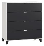 Cassettiera Vacas 07 | Bianco/Nero | 100 x 90 x 47 cm | 4 cassetti | Soft close | LED